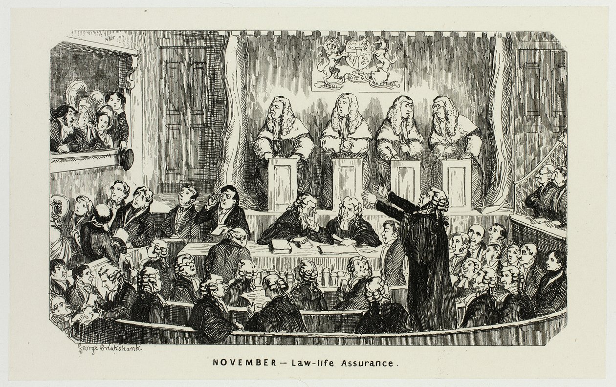 November - Law-Life Assurance fra George Cruikshanks stålstik til The Comic Almanacks: 1835-1853 af George Cruikshank