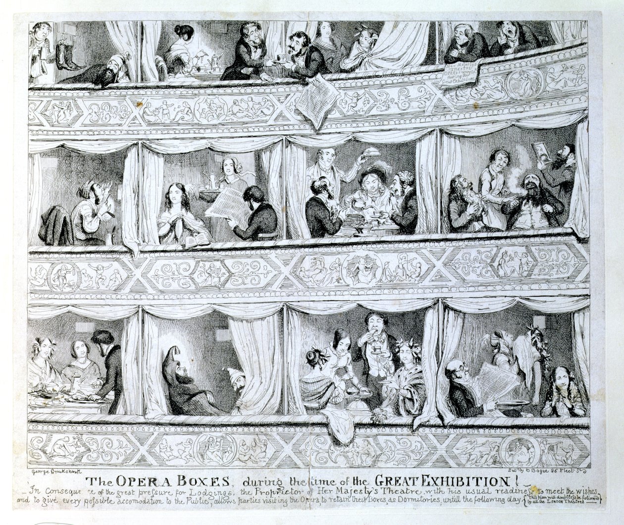 Operabokse under den store udstillings tid, c.1851 af George Cruikshank
