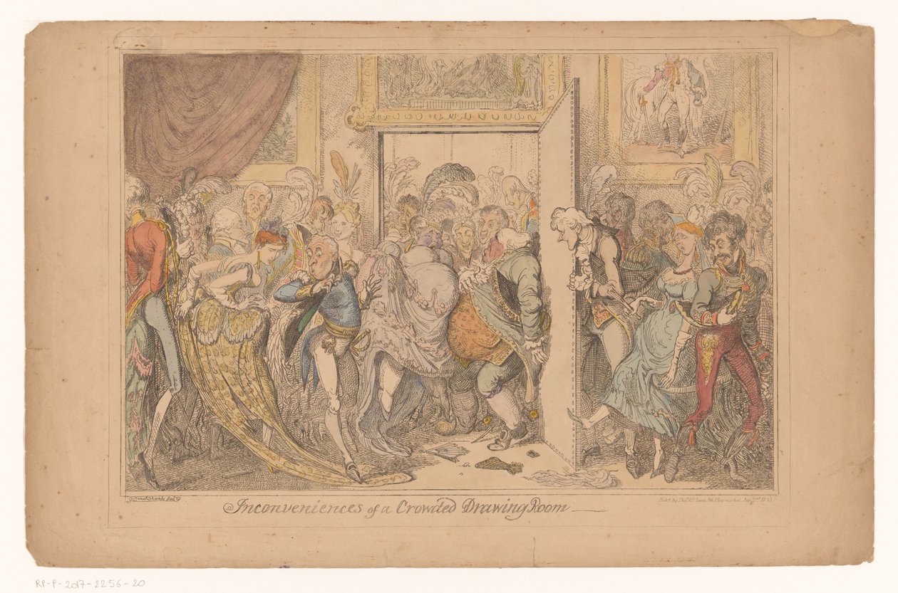 Overvol salon Ubehag ved en overfyldt stue (titel på objekt) af George Cruikshank