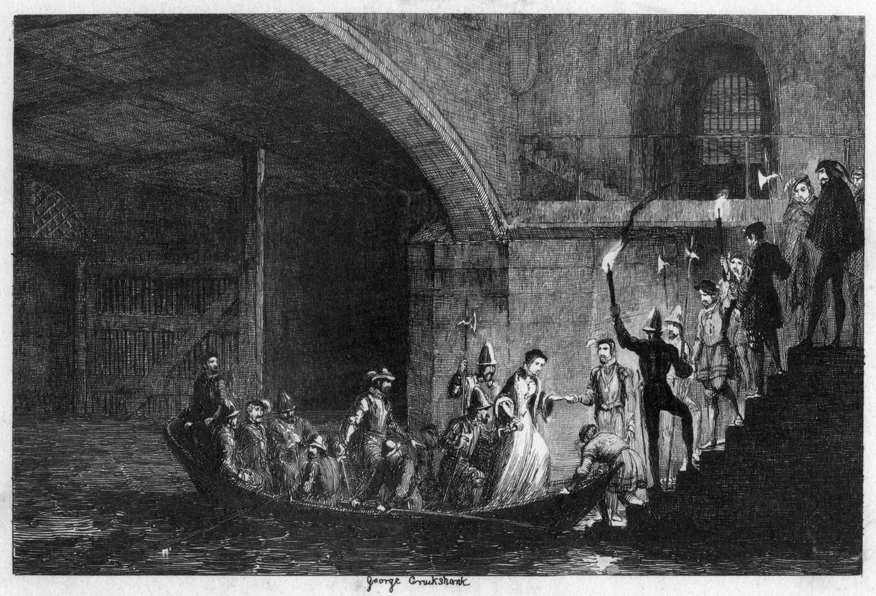 Dronning Jane og Lord Guilford Dudley bragt tilbage til Tower, 1553 1840 af George Cruikshank