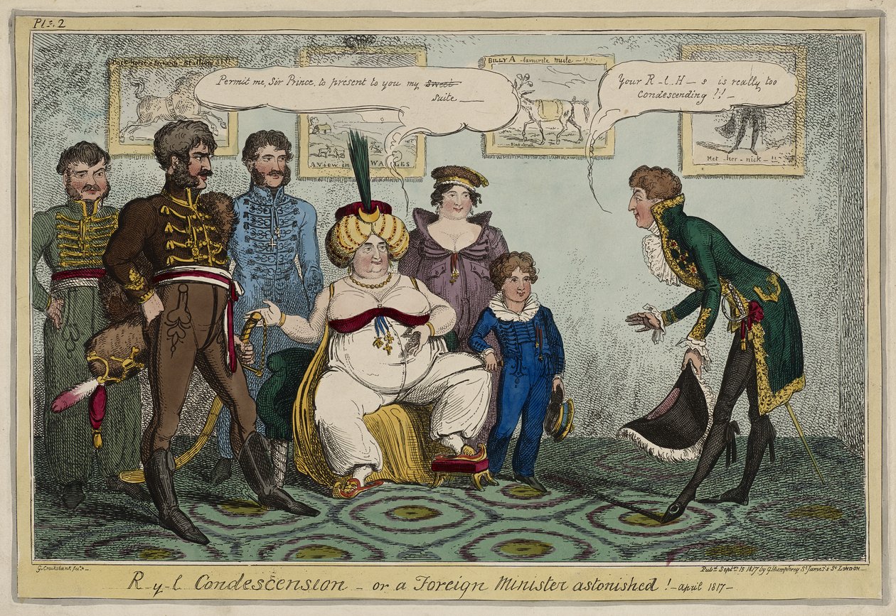 Kongelig nedladenhed eller, en udenrigsminister forbløffet! - april 1817 - 15. september af George Cruikshank