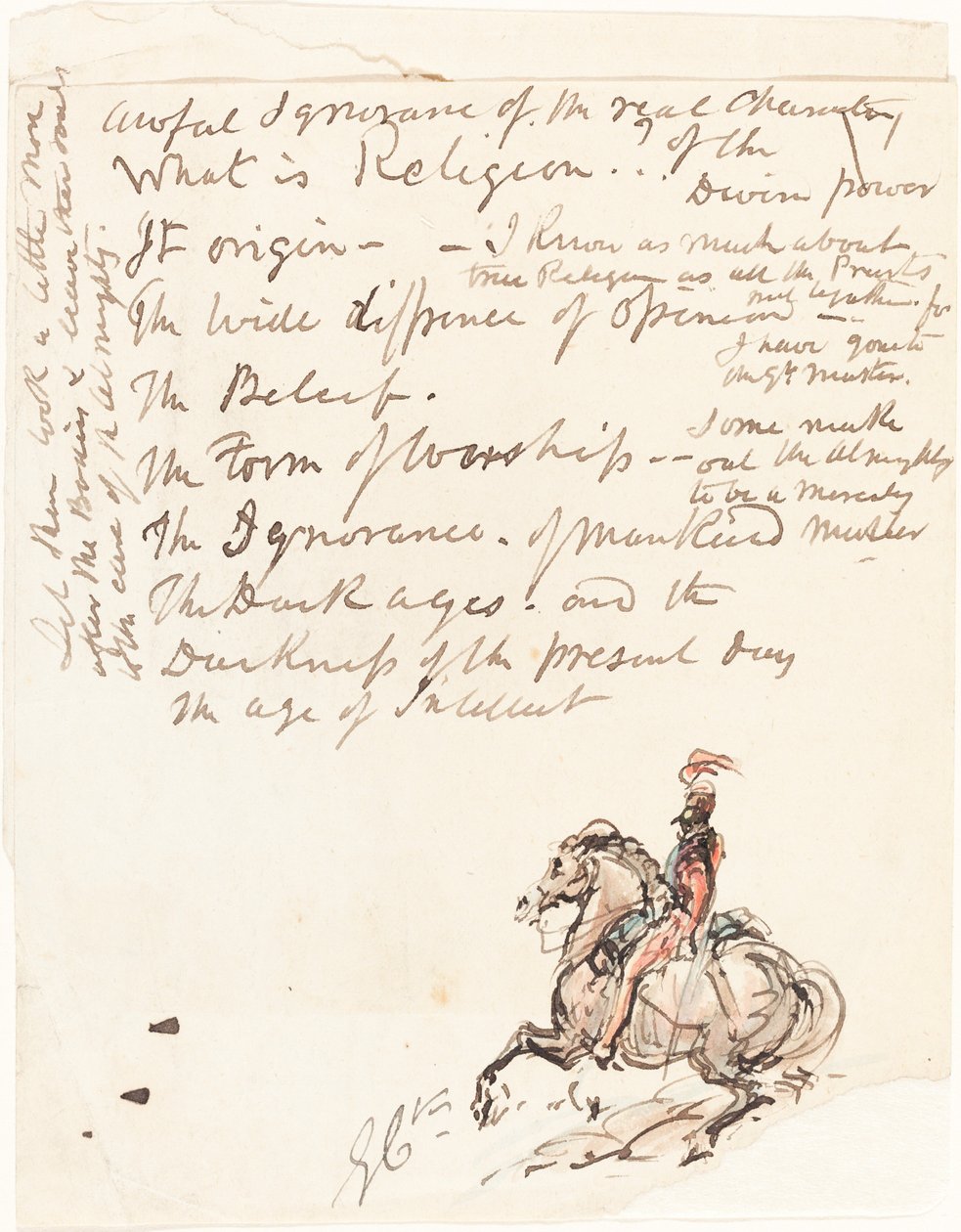Skitse af bereden husar af George Cruikshank