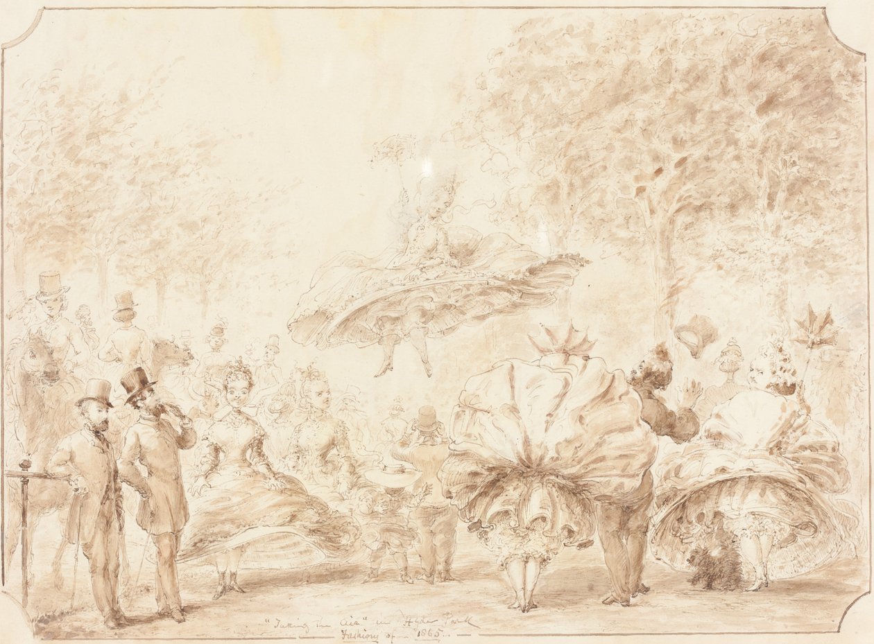 "Taking the Air" i Hyde Park [verso] af George Cruikshank