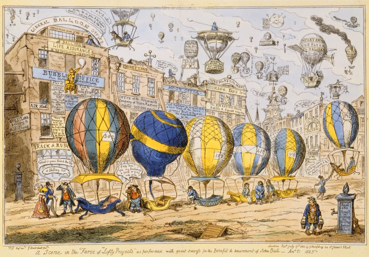 Taxiballoner, pub. af G. Humphrey, 1825 af George Cruikshank