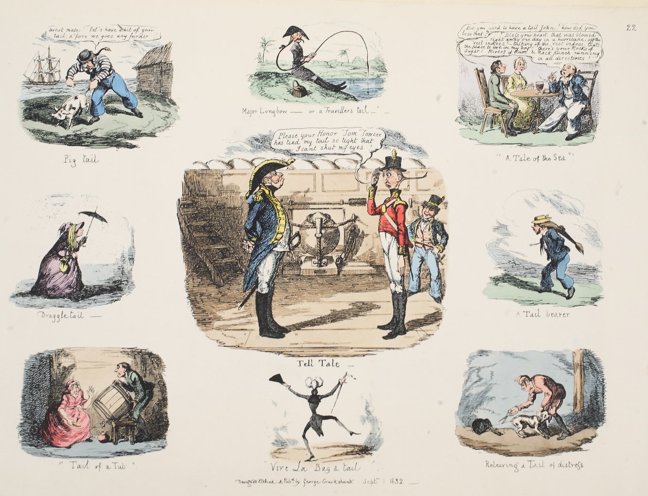 Tell Tale, pub. 1832 (håndfarvet gravering af George Cruikshank