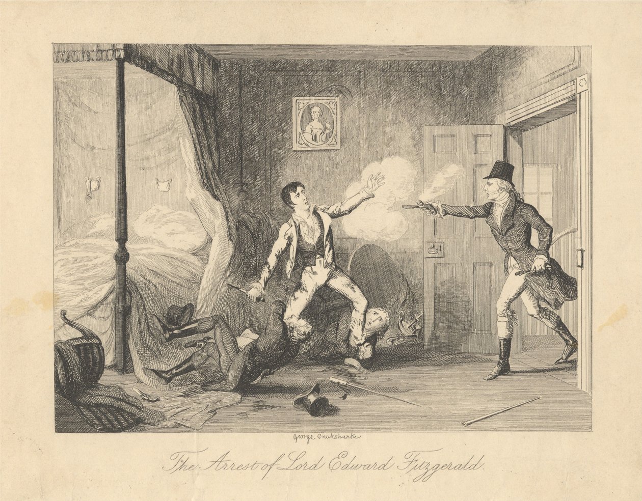 Anholdelsen af Lord Edward Fitzgerald af George Cruikshank