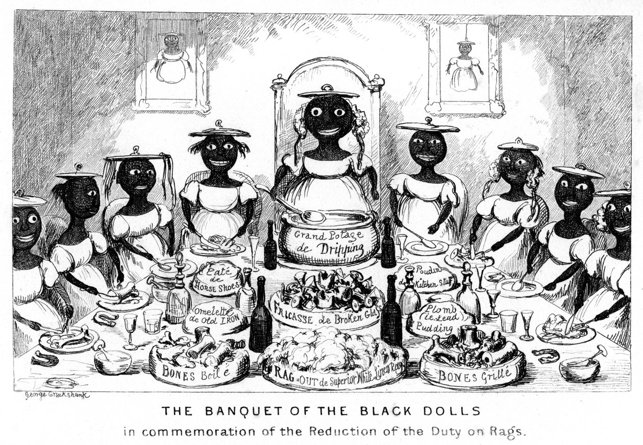 The Banket of the Black Dolls, 1800-tallet. af George Cruikshank