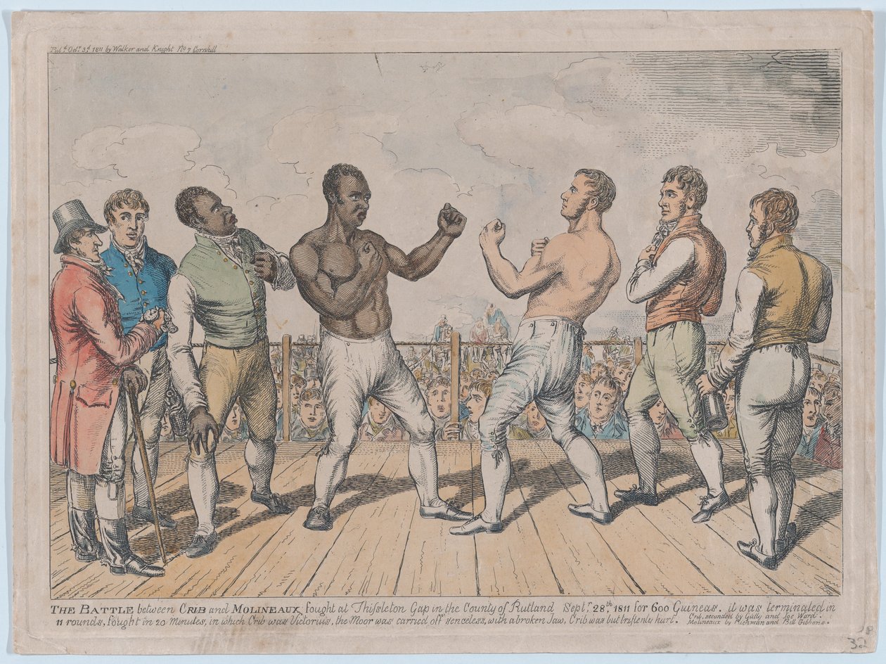 Slaget mellem Cribb og Molineaux, 28. september 1811, 3. oktober 1811., 3. oktober 1811. af George Cruikshank