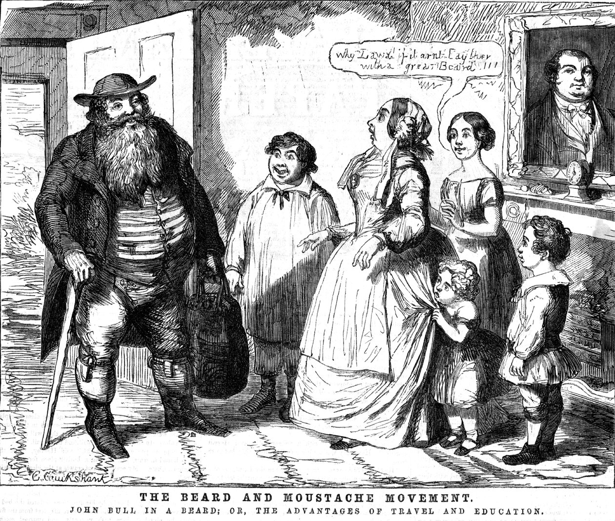 Skæg- og overskægsbevægelsen, 1854 af George Cruikshank