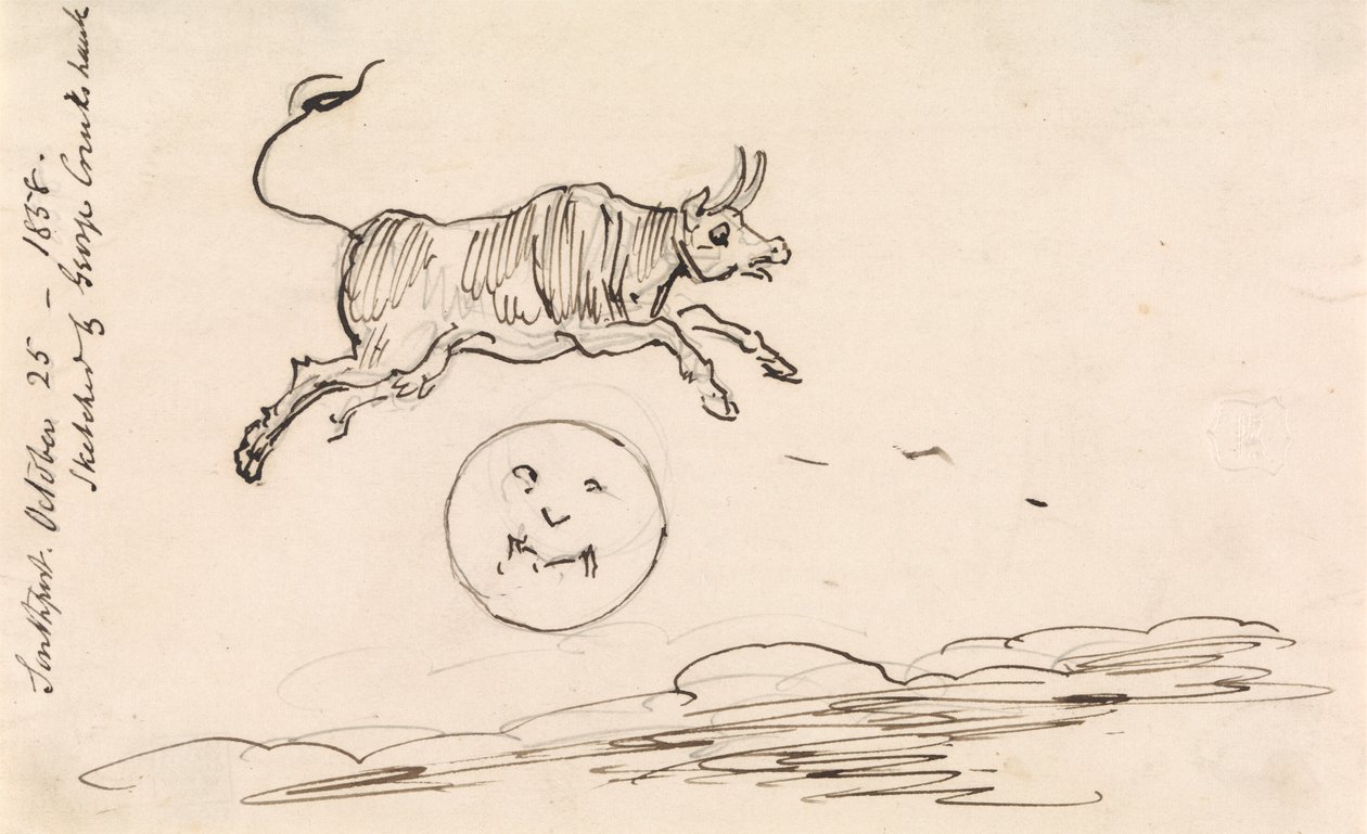 Koen hopper over månen af George Cruikshank