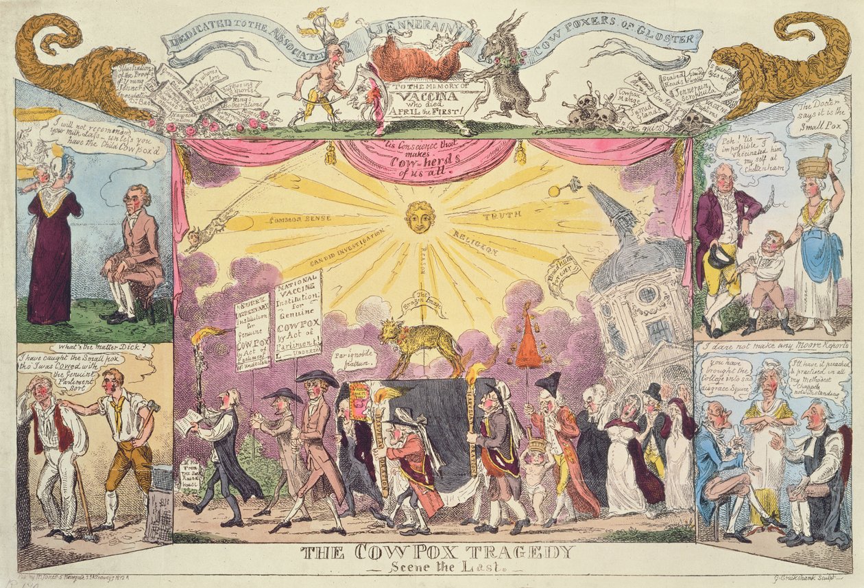 The Cow Pox Tragedy - The Last Scene (Satirical Cartoon) af George Cruikshank