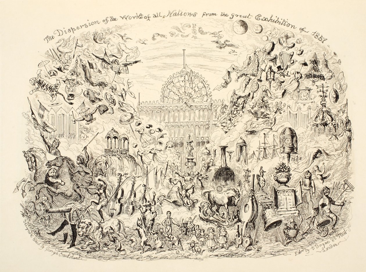 Spredningen af alle nationers værker fra den store udstilling i 1851, pub. 1851 af George Cruikshank