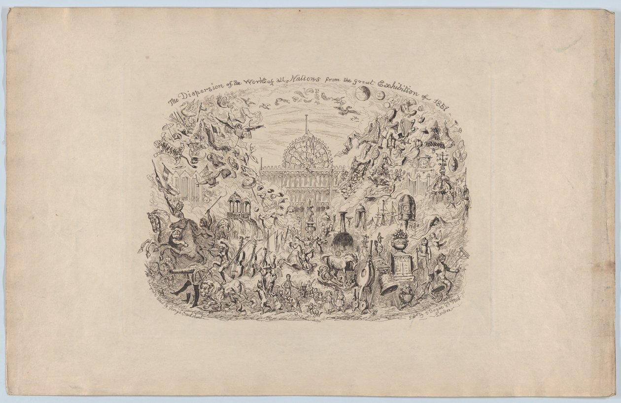 Spredningen af alle nationers værker fra den store udstilling af 1851, 1851., 1851. af George Cruikshank