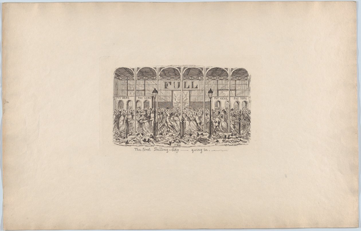 Den første Shilling-dag, der går ind, 1851., 1851. af George Cruikshank