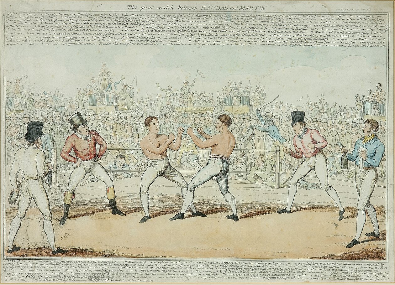 Det store match mellem Randall og Martin (farvet gravering) af George Cruikshank