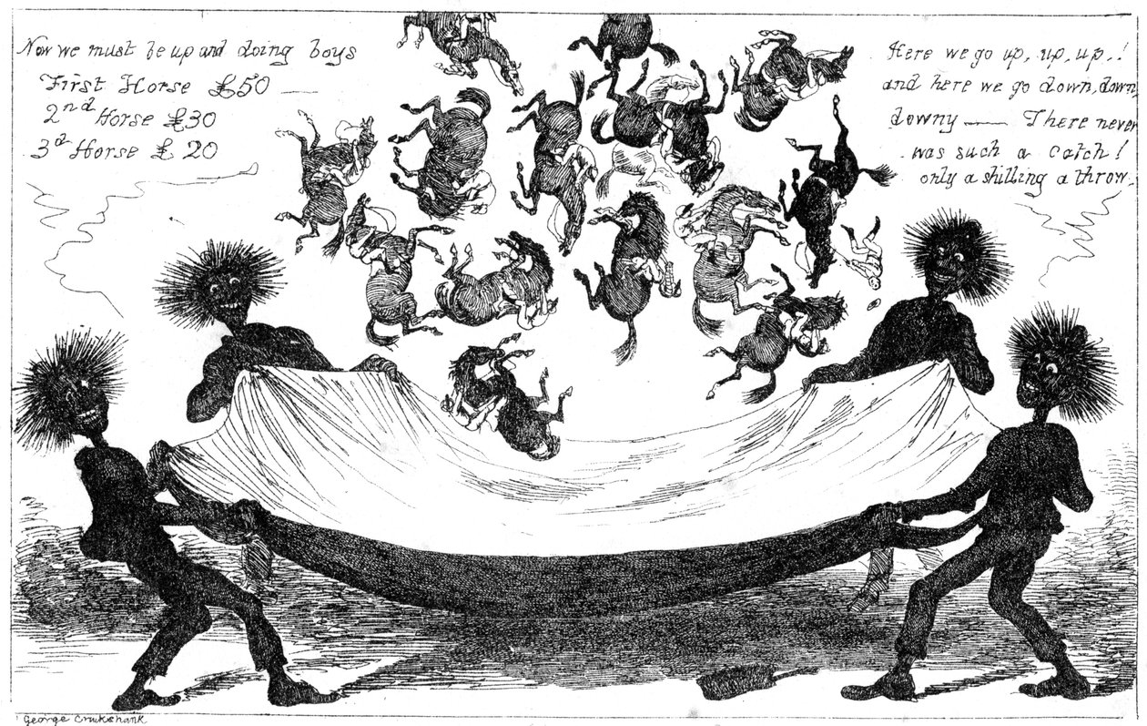 The Monster Sweeps, a Toss Up for the Derby, 1800-tallet. af George Cruikshank