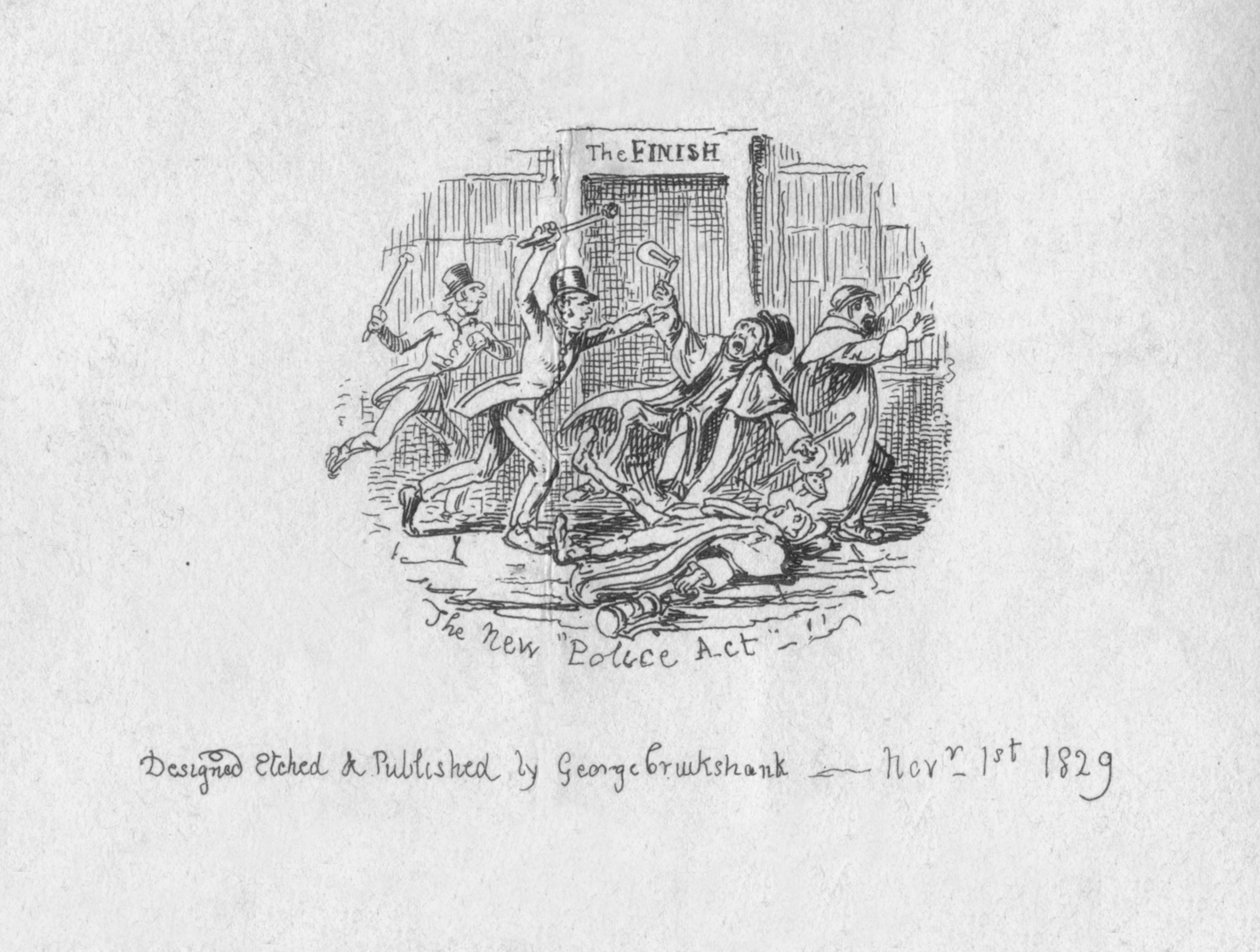 Den nye politilov, 1829 af George Cruikshank