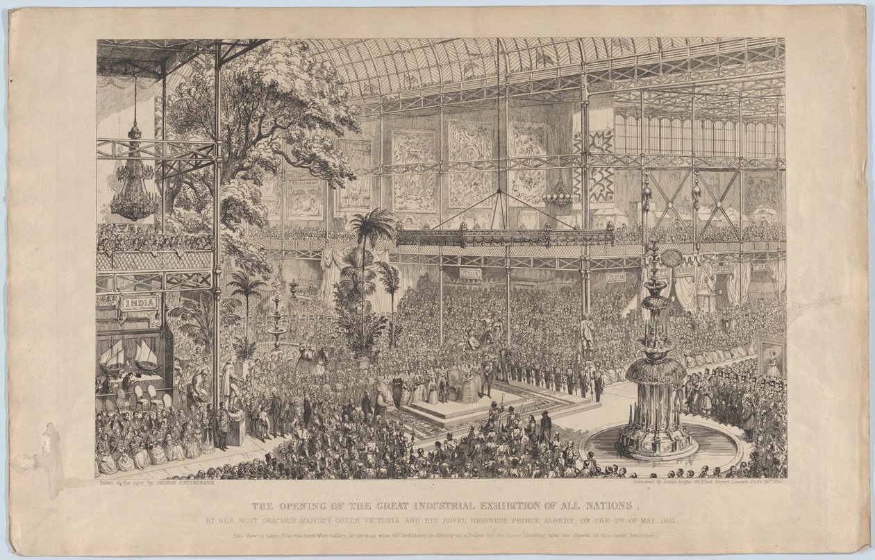 Åbningen af den store industrielle udstilling af alle nationer, af hendes allernådigste majest..., 1851. af George Cruikshank
