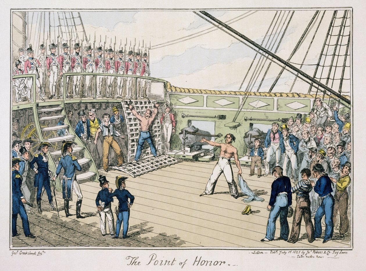 The Point of Honor, udgivet 1825 (farvegravering) af George Cruikshank