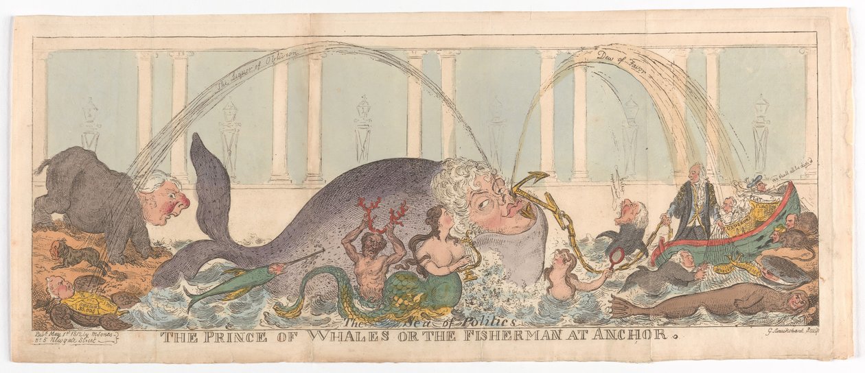 Hvalprinsen eller fiskeren ved anker, 1. maj 1812. af George Cruikshank