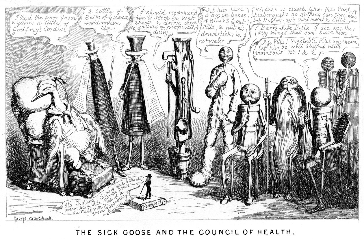 Den syge gås og Sundhedsrådet, 1800-tallet af George Cruikshank