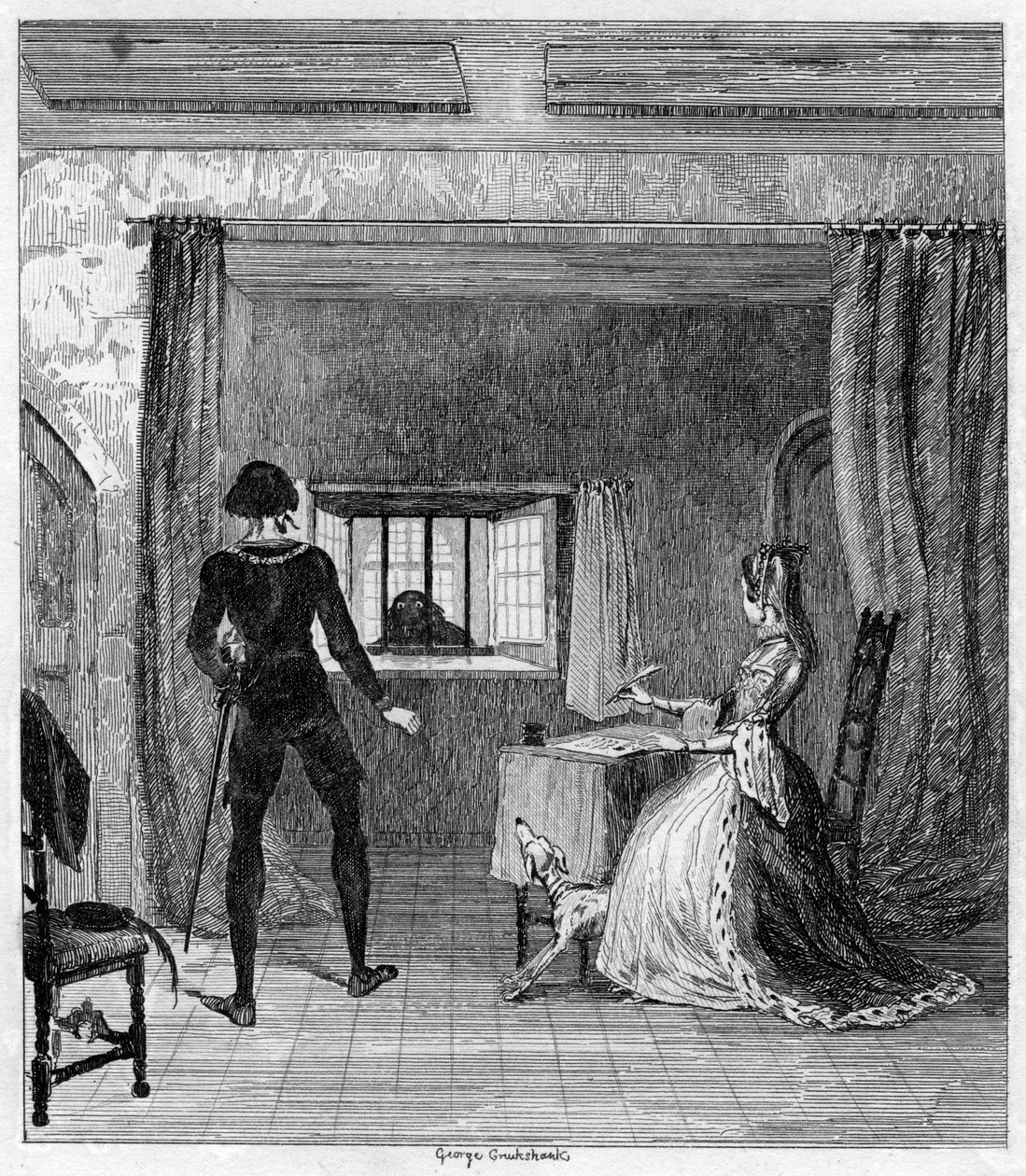Dødsdommen, 1840 af George Cruikshank