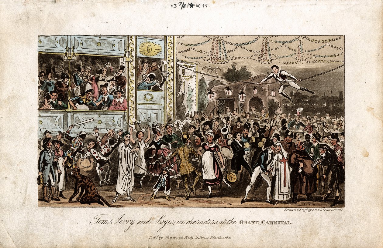Tom, Jerry og logik ved det store karneval, 1821 af George Cruikshank