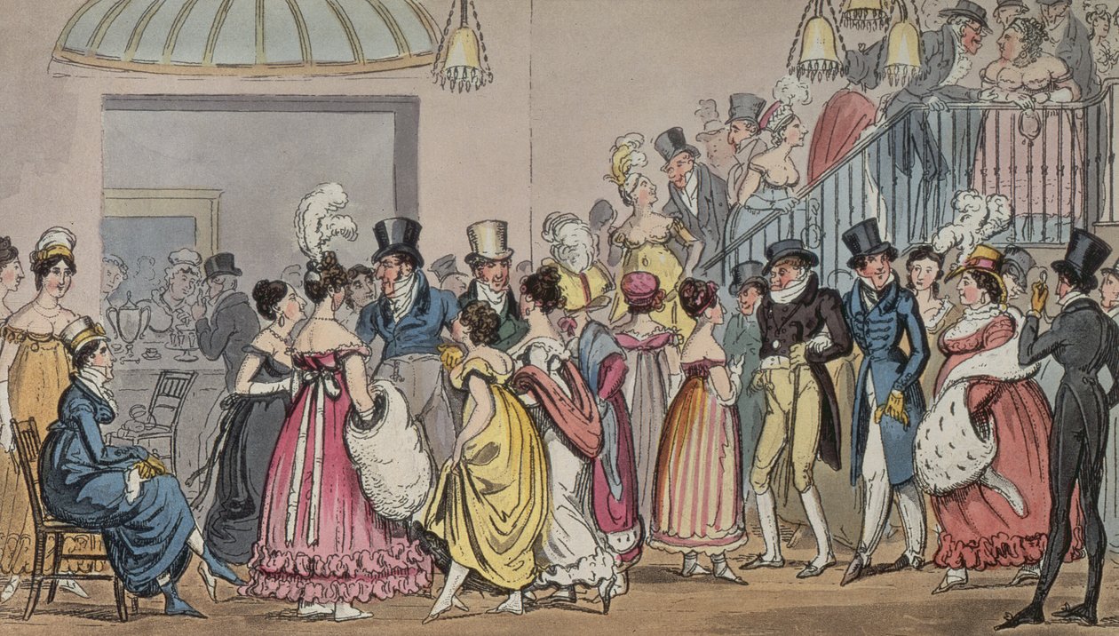 Tom og Jerry in the Saloon at Covent Garden, fra Life in London af Pierce Egan, 1821 (farvet akvatint) af George Cruikshank