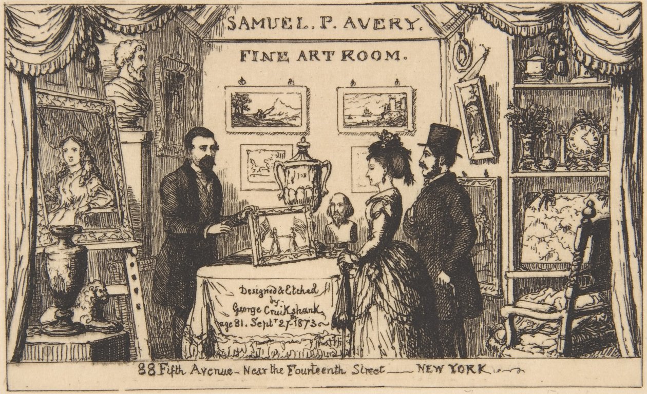 Reklamekort for Samuel P. Avery - Kunstsal af George Cruikshank