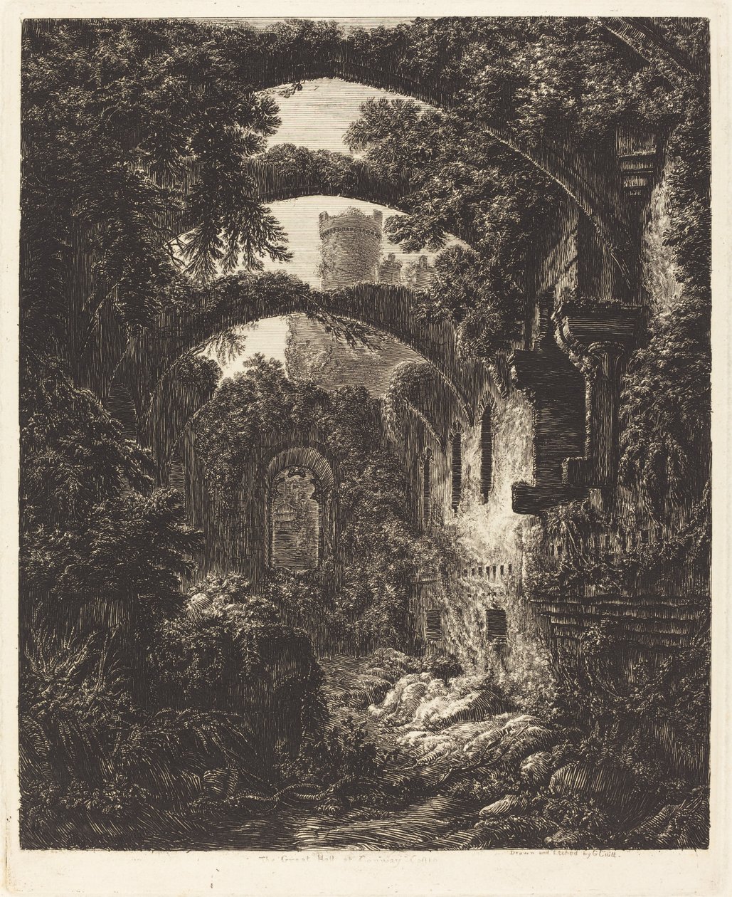 Den Store Sal ved Conway Castle af George Cuitt the Younger