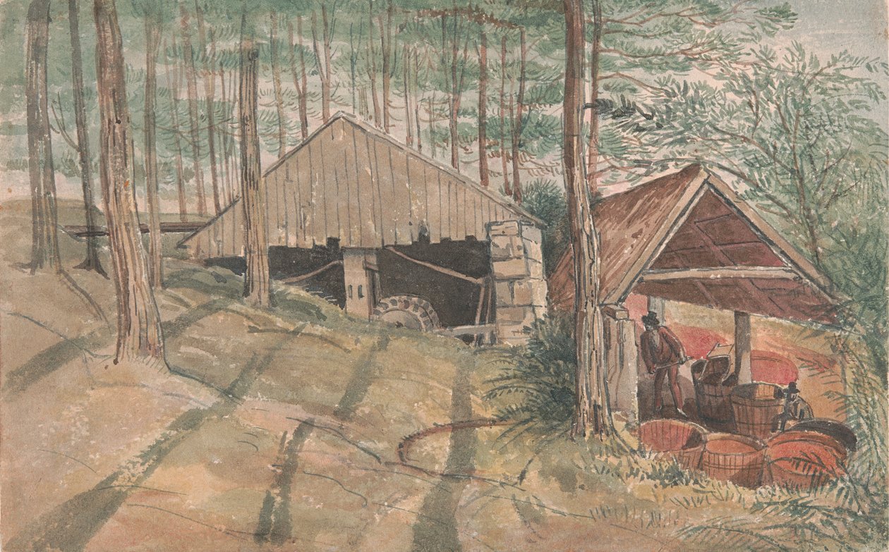 Mr. W. Praeds tinvaskemølle i Cornwall, Trevethow af George Cumberland