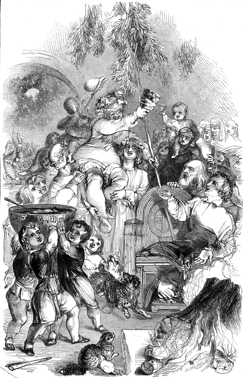 Bringing in Christmas - tegnet af William Harvey, 1845. af George Dalziel