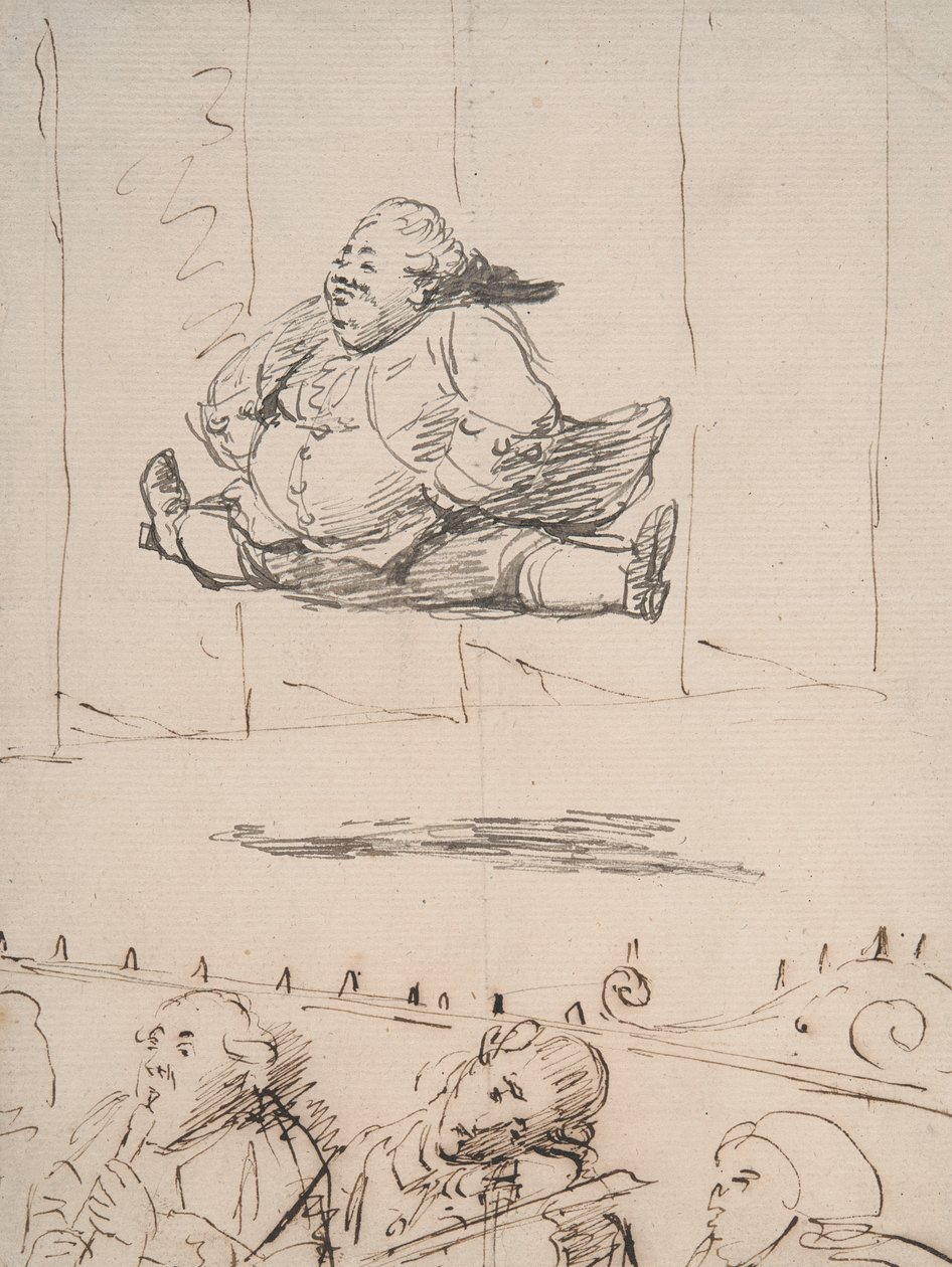 A Man doing the Splits, ca. 1760-90 (pen & brunt og gråt blæk på papir) af George Dance