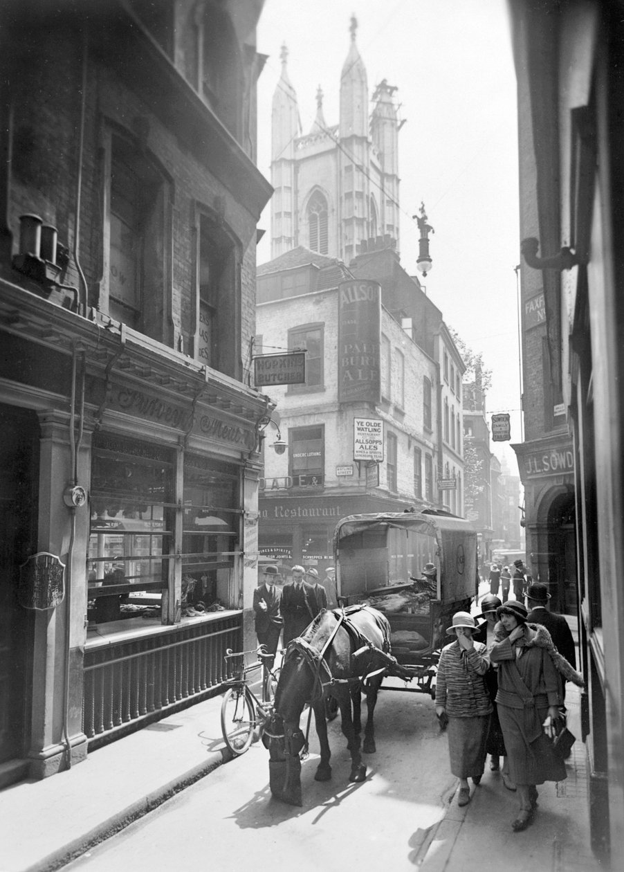 Bow Lane ser mod syd, City of London, c1930 af George Davison Reid