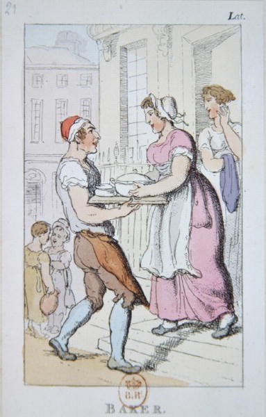 En bager (farvet gravering) af George Derville Rowlandson