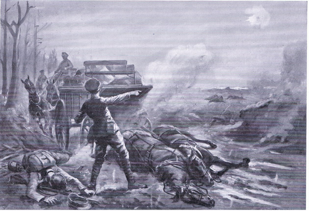 Korporal Ashworth reorganiserer sin transportkolonne under kraftig beskydning (tildelt DCM) af George Derville Rowlandson