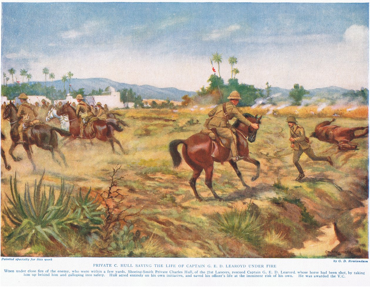 Menig C. Hull redder kaptajn G.E.D. Learoyd, under brand, illustration fra 