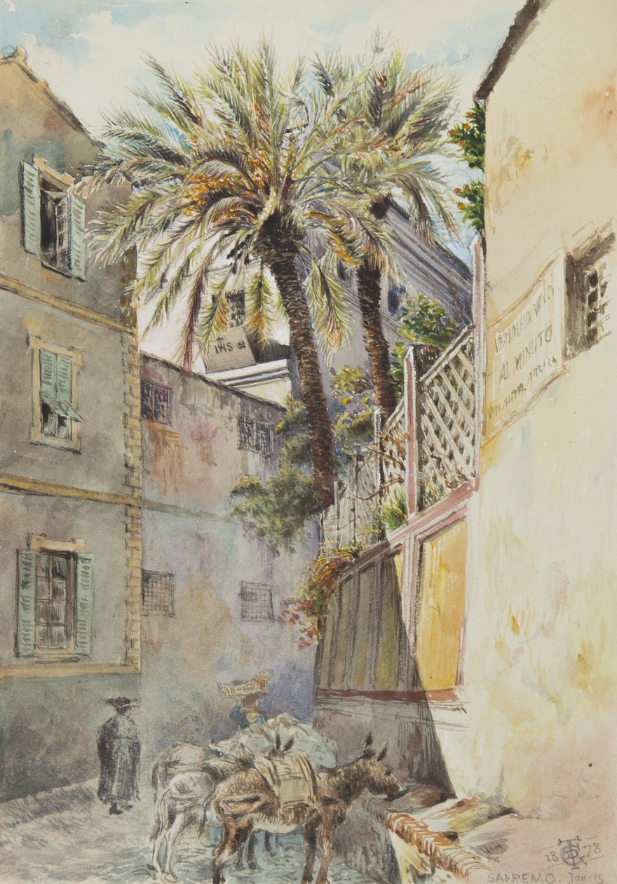San Remo, 15. januar 1878 (wc på papir) af George Douglas Tinling