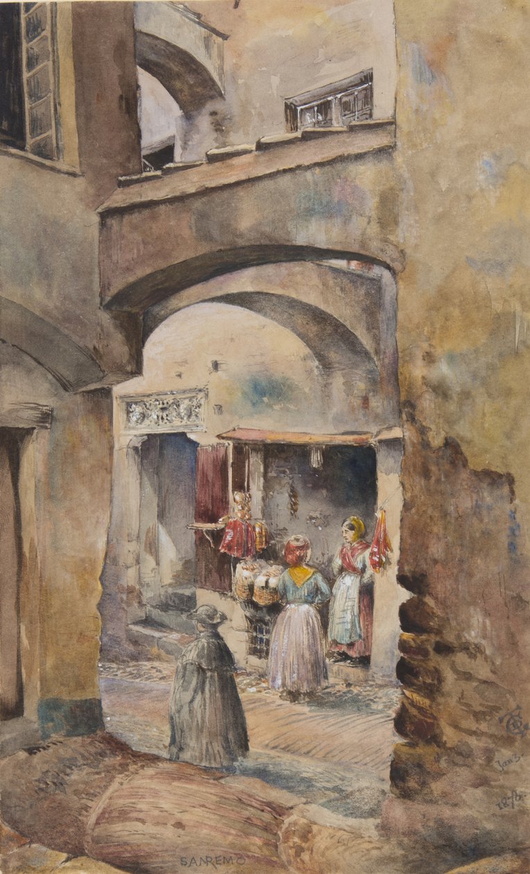 San Remo, 3. januar 1878 (wc på papir) af George Douglas Tinling