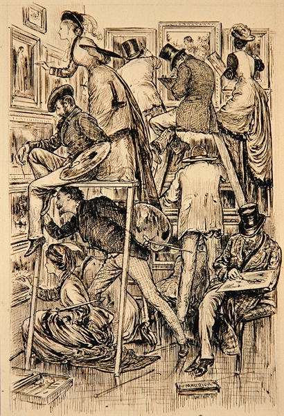 Ferniseringsdag på Det Kongelige Akademi af George du Maurier
