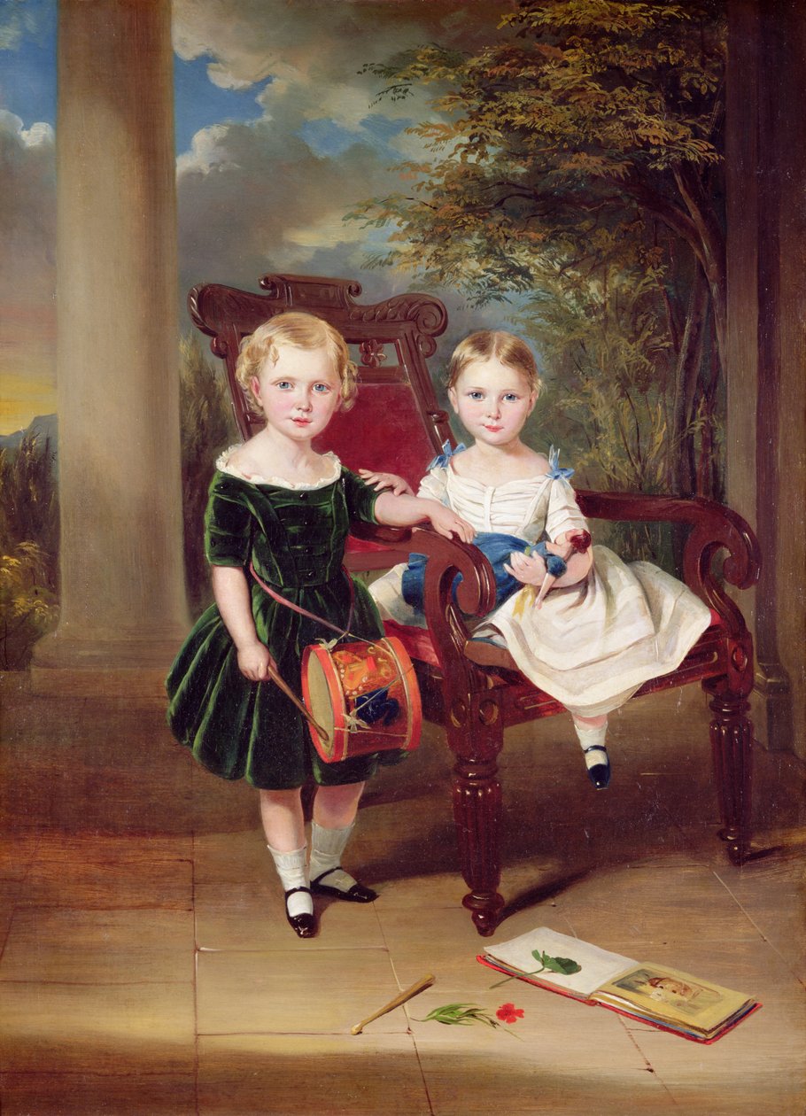 Portræt af to børn, Herbert og Rose, 1844 af George Duncan Beechey