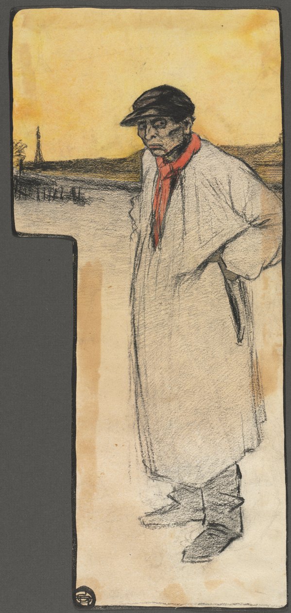 Design til en bogillustration, stående mandsfigur, efter 1901. af George Dupuis