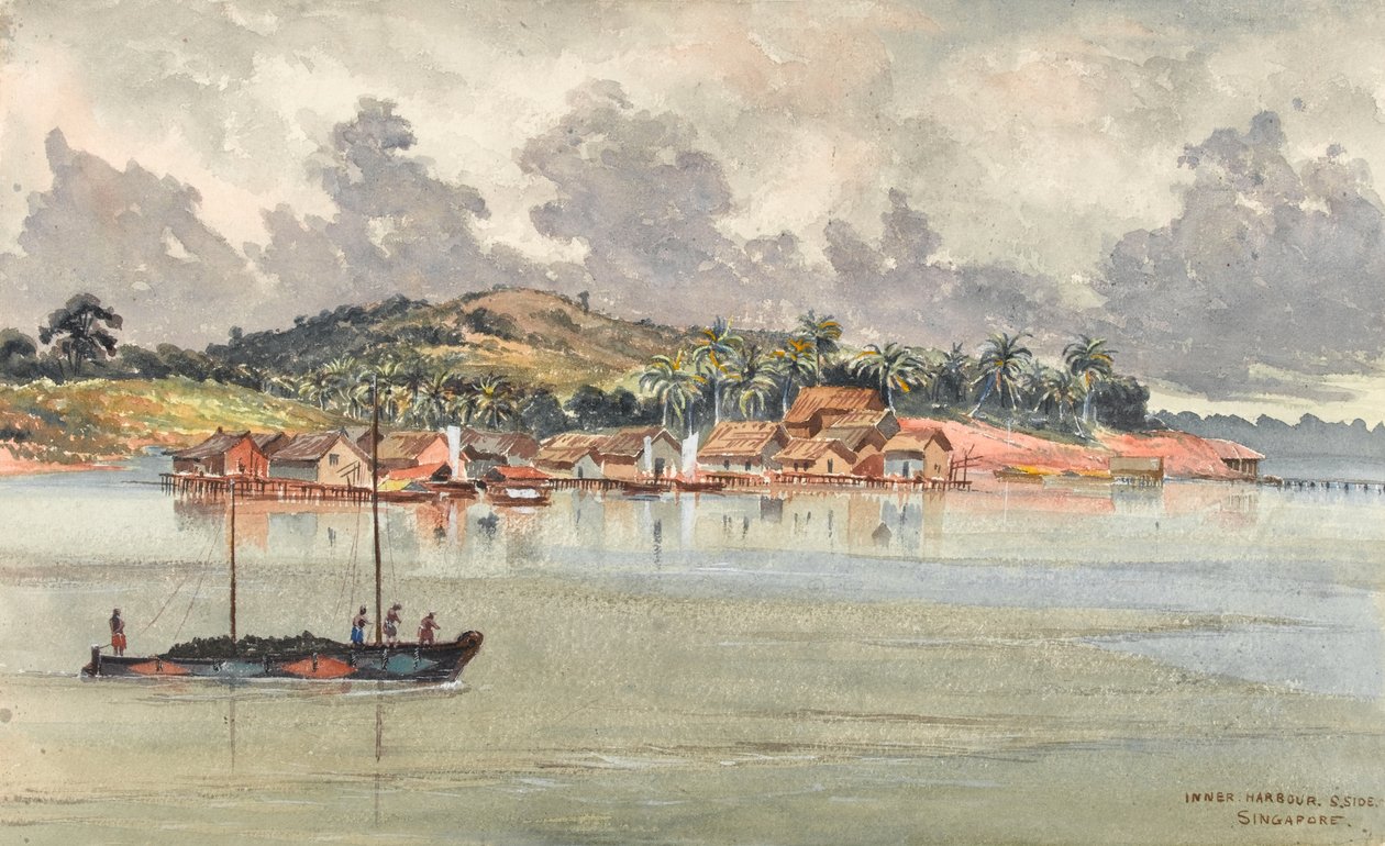 Inner Harbour, S Side, Singapore, ca. 1859-62 (akvarel) af George E.L.S. Sanford