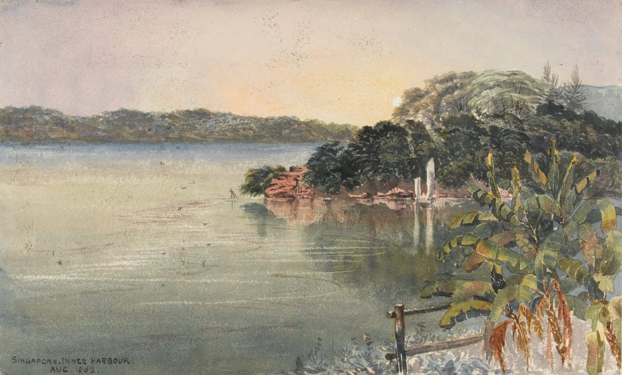 Singapore, indre havn, august 1862   (akvarel) af George E.L.S. Sanford