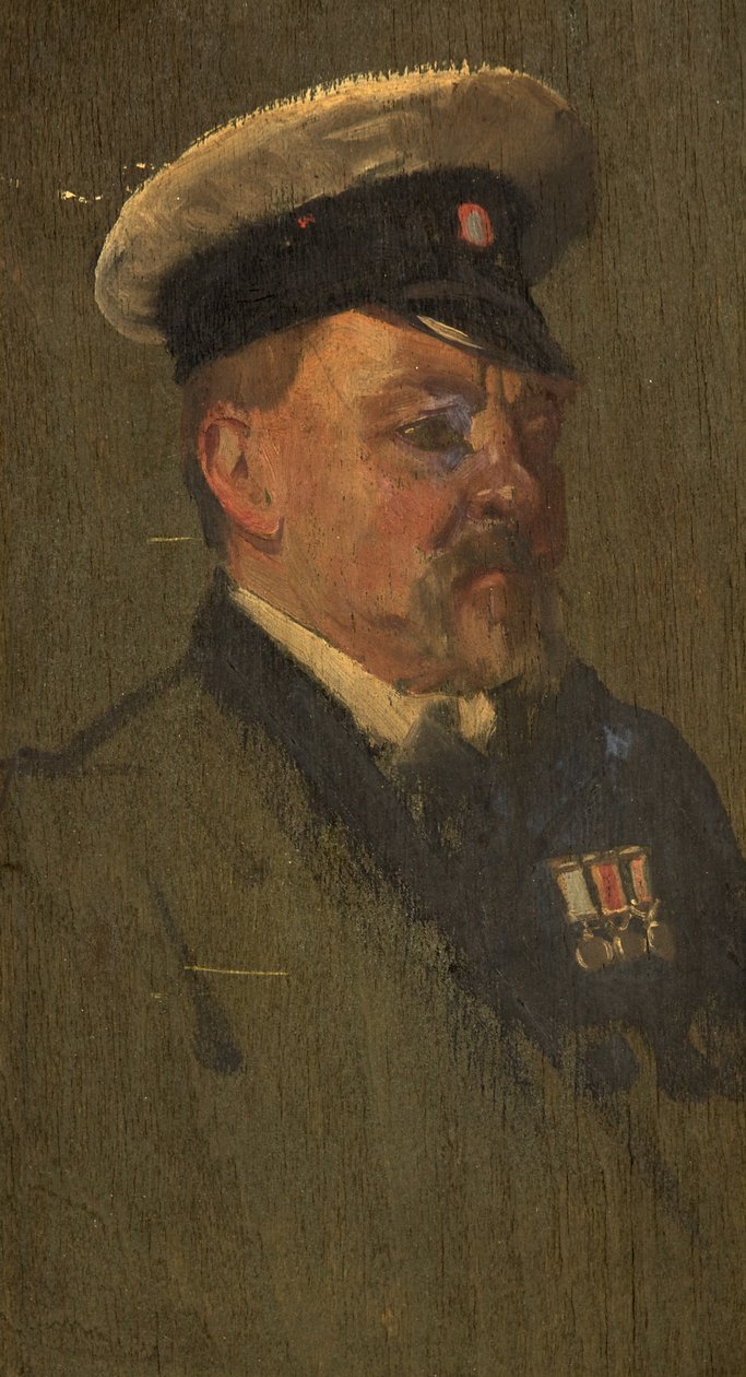 Portræt af H. Long, R.N., ca. 1920 (olie på panel) af George Edmund Butler