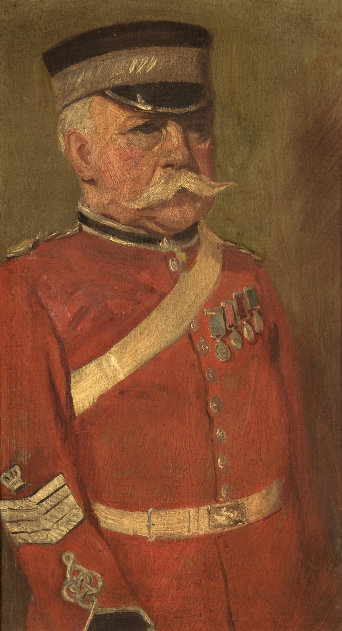 Portræt af Jas George, R.N. & 3., c. 1920 (olie på panel) af George Edmund Butler