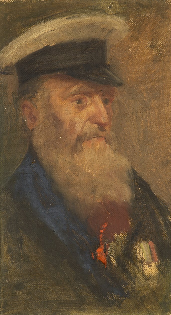 Portræt af W. Barnes, 97., ca. 1920 (olie på panel) af George Edmund Butler