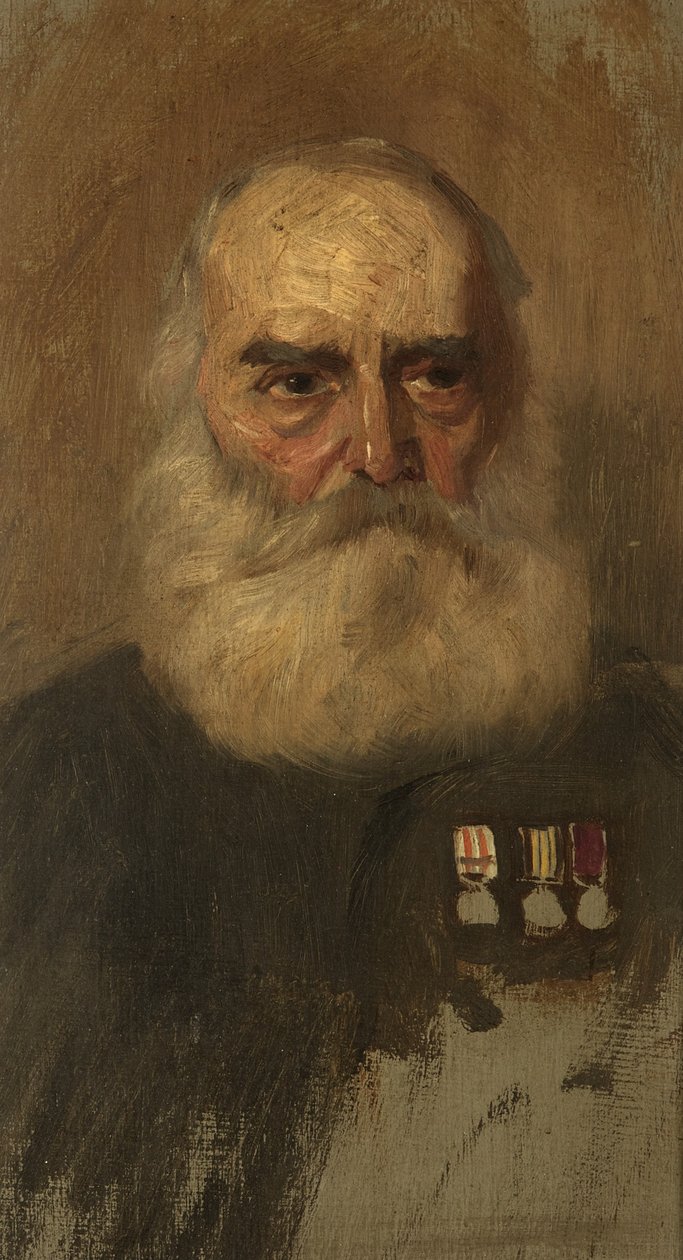 Portræt af W. Puttick, R. Bgde, ca. 1920 (olie på panel) af George Edmund Butler