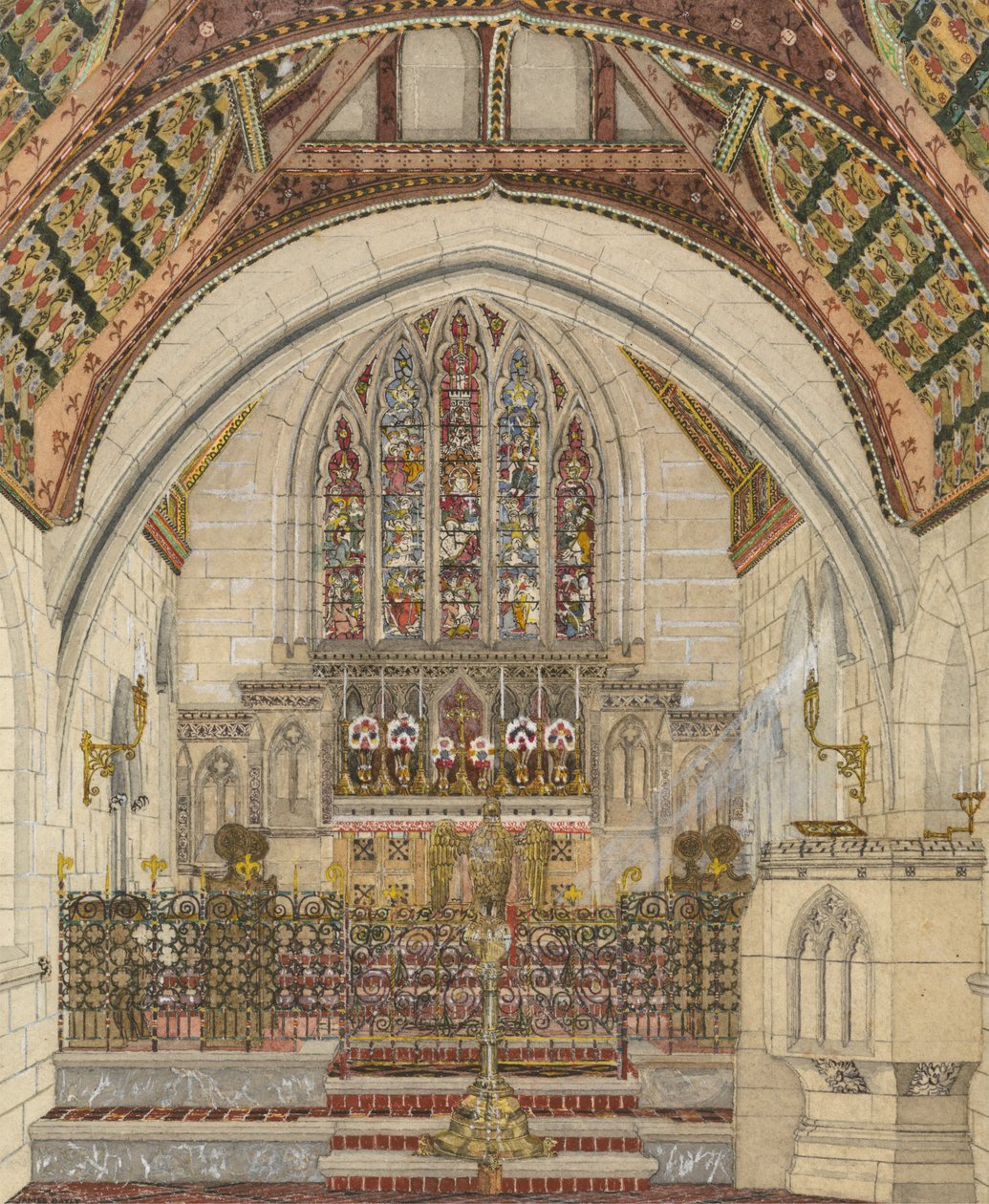 Design til polykromatisk udsmykning af en kirke af George Edmund Street
