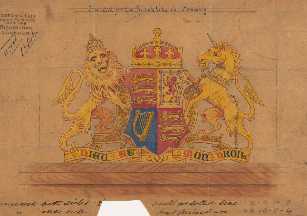 Design udført for Jones og Willis, metal- og træarbejdere og kirkemøbelfabrikanter i Birmingham og London af George Edmund Street